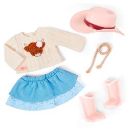 ENSEMBLE VÊTEMENTS OG DE LUXE - CHANDAIL ET JUPE POUR POUPÉE (WESTERN BELLE)46 CM (18